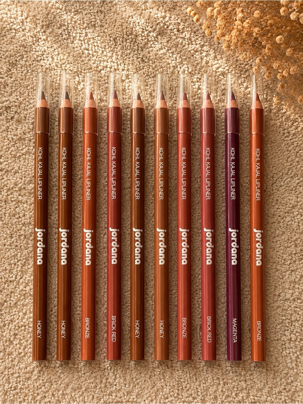 Jordana Lip Liner Set — Brown, Brick Red, Magenta & Bronze Shades